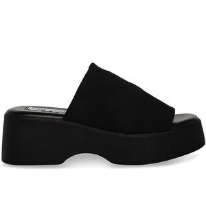 Steve Madden Black Platform Slides